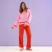Judith Pointelle Stitch v Neck Jumper - Pink