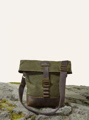 Khaki Lapa Waxed Cotton Roll Top Crossbody