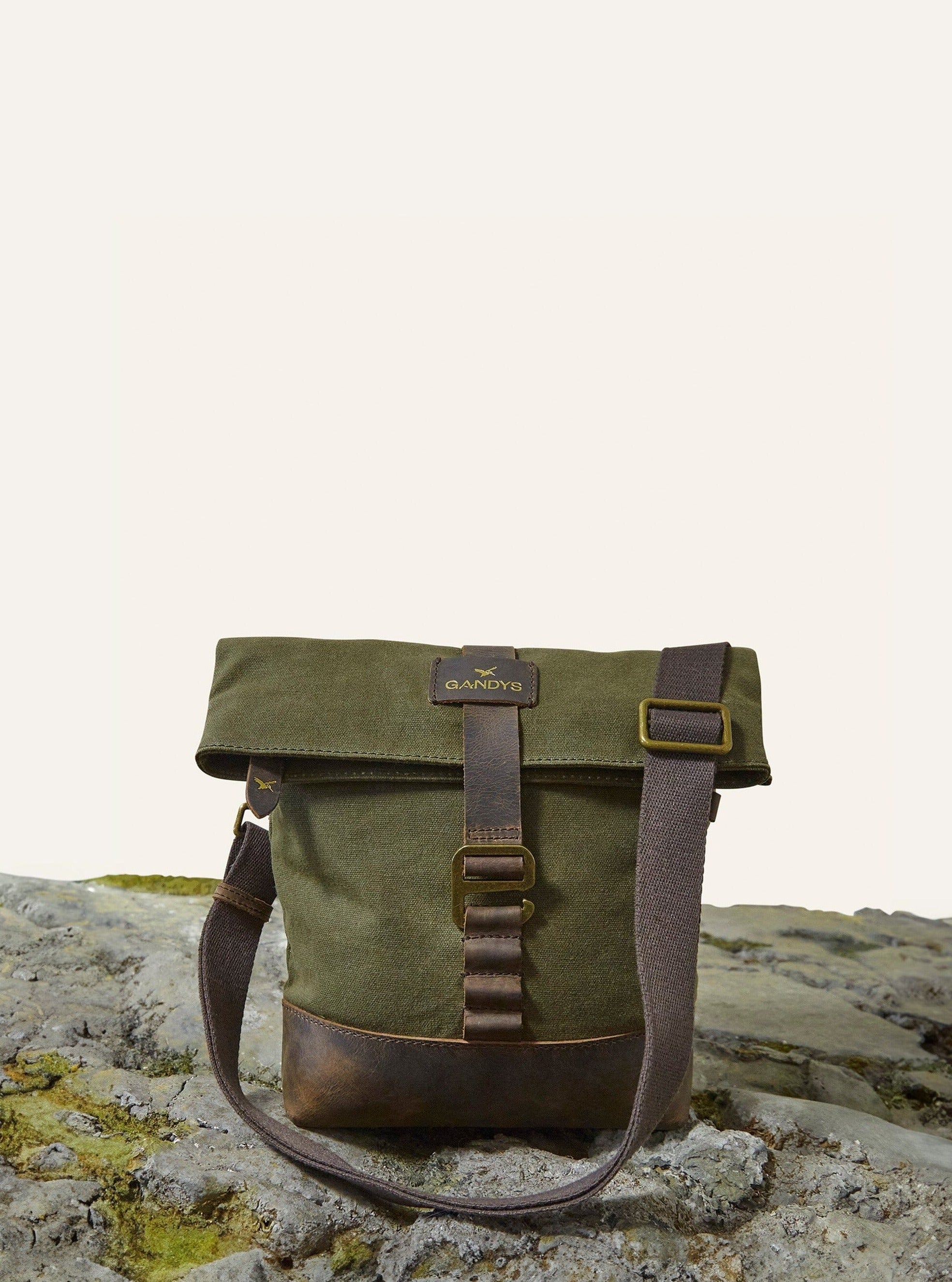 Khaki Lapa Waxed Cotton Roll Top Crossbody