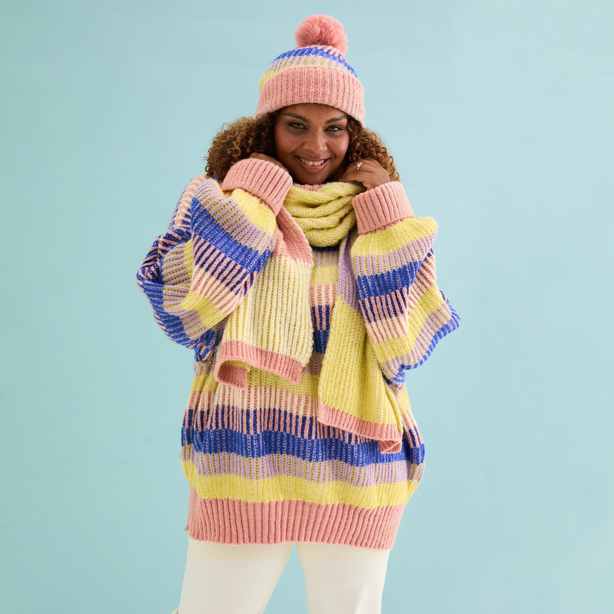 Leia Stripe Oversized Scarf - Pink