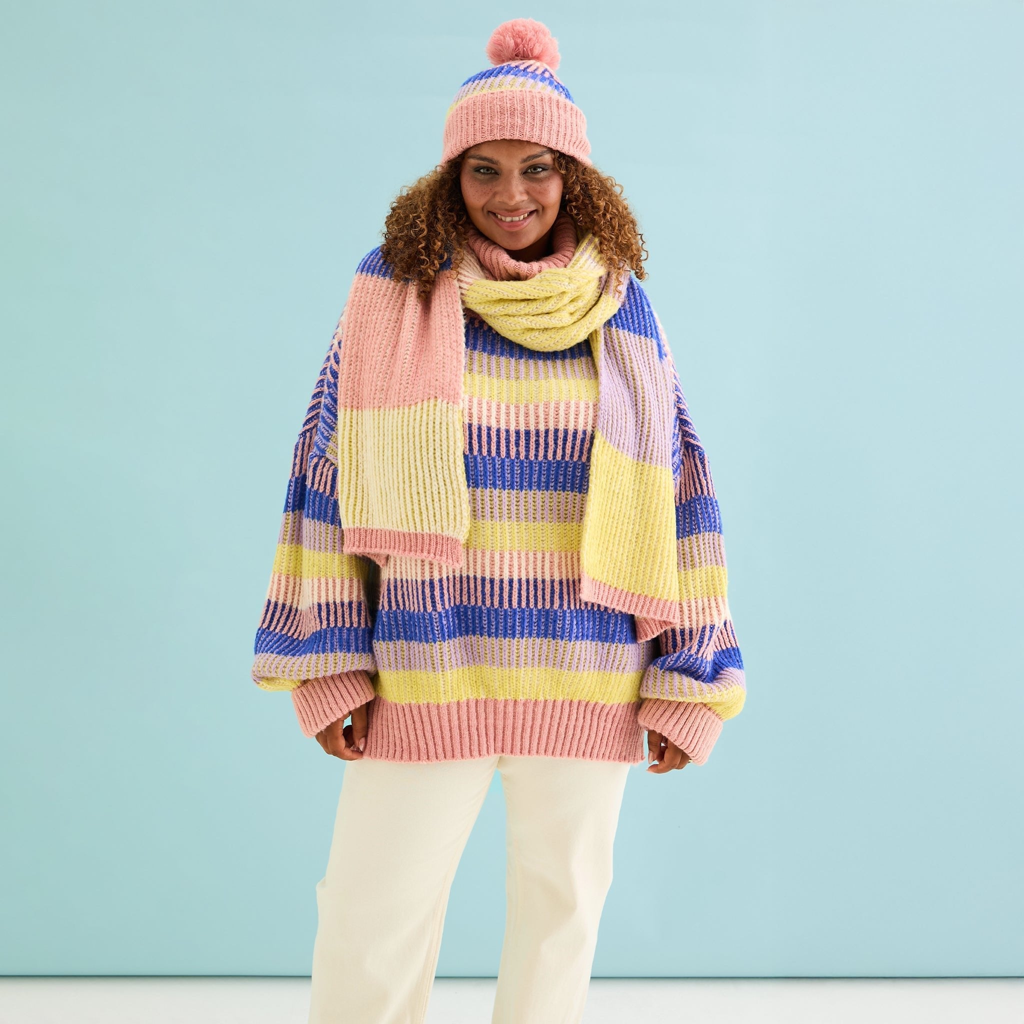Leia Stripe Oversized Scarf - Pink