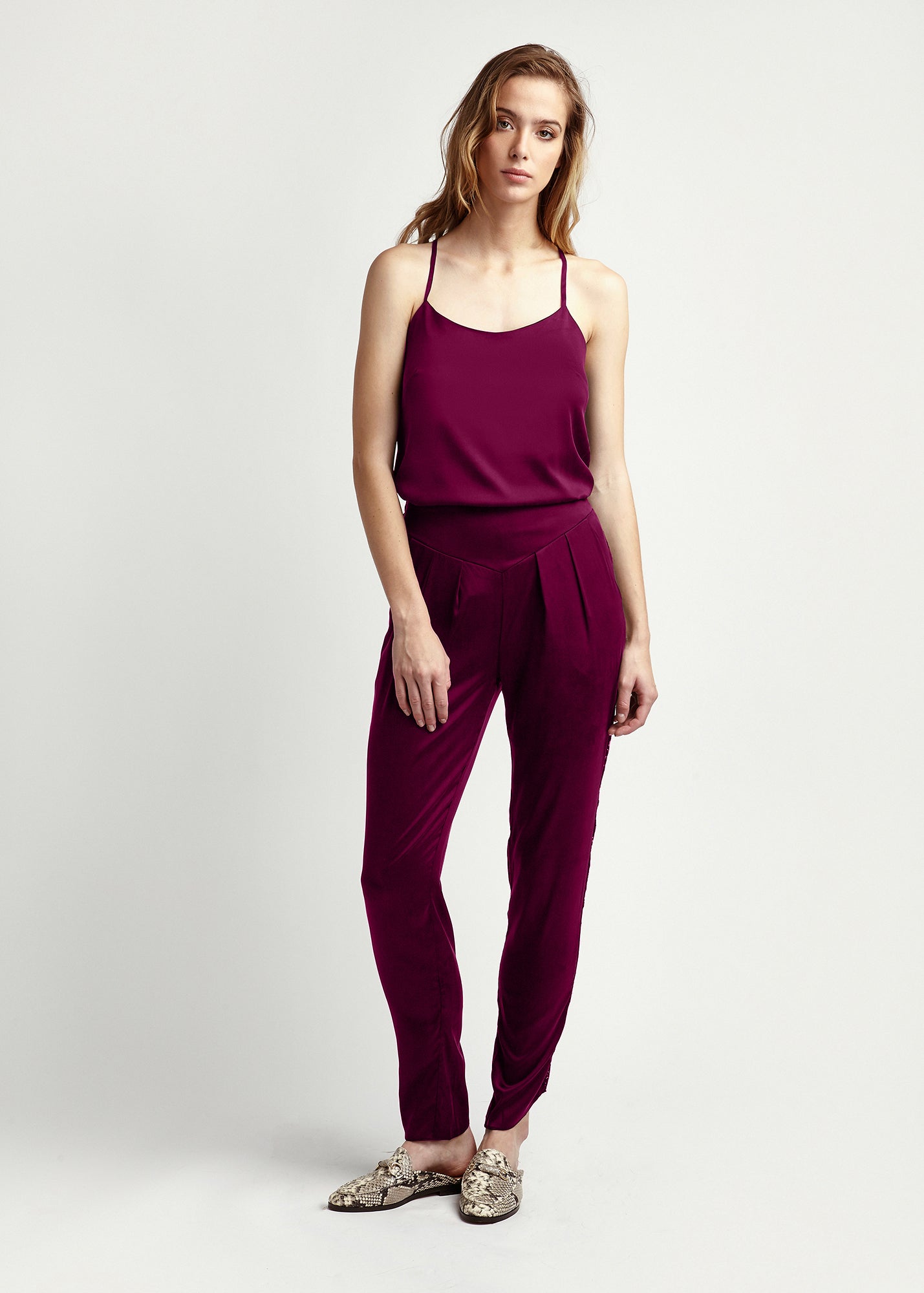 Lola Burgundy Silk Camisole