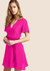 Lolita Amaranth Silk Wrap Mini Dress