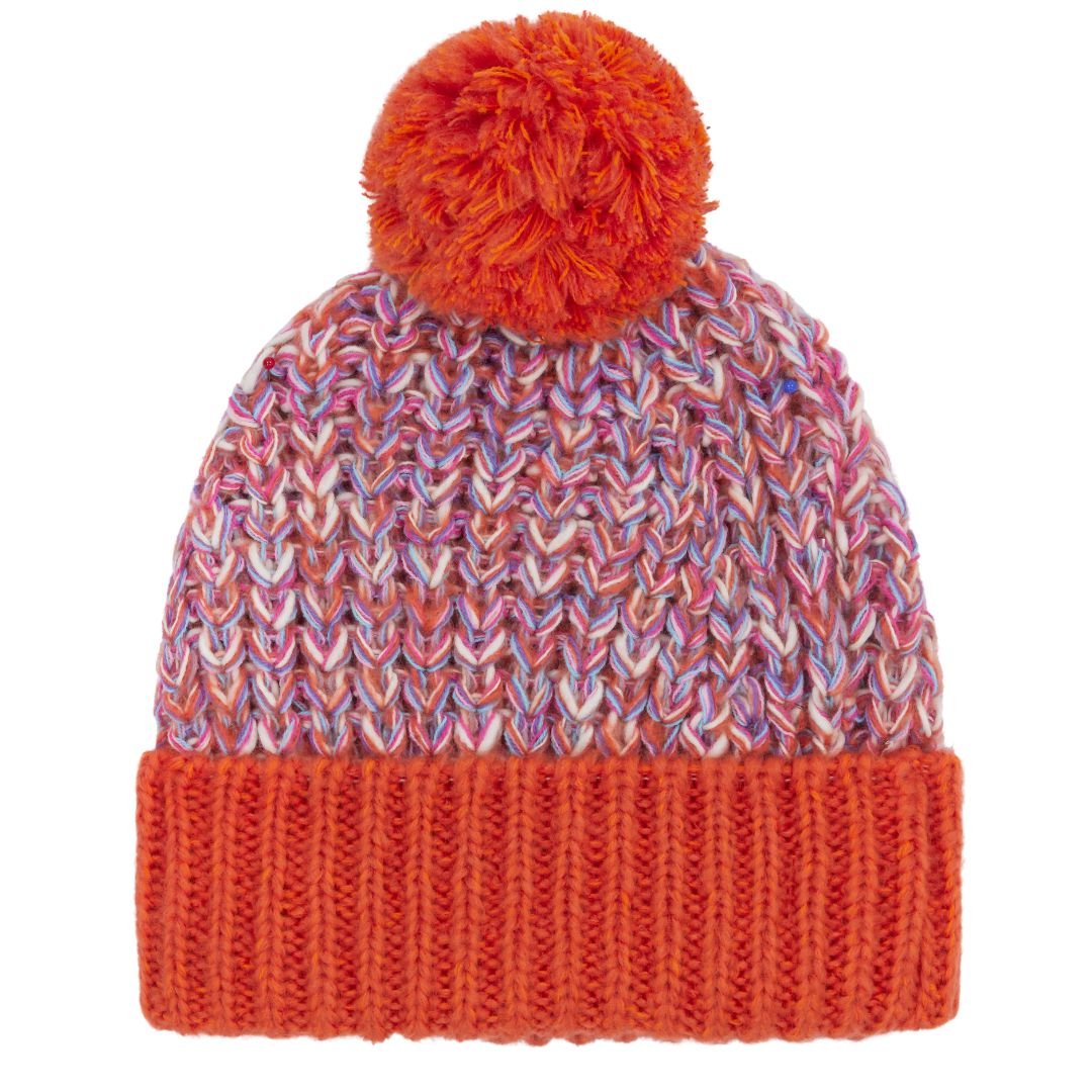 Lolly Twist Bobble Beanie Hat - Orange