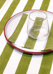 Broad Stripe Cloth 150  X 225 Cms Table Cloth  Cotton Olive S/M