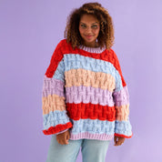 Mandy Criss-Cross Stitch Balloon Sleeve Stripe Jumper - Orange