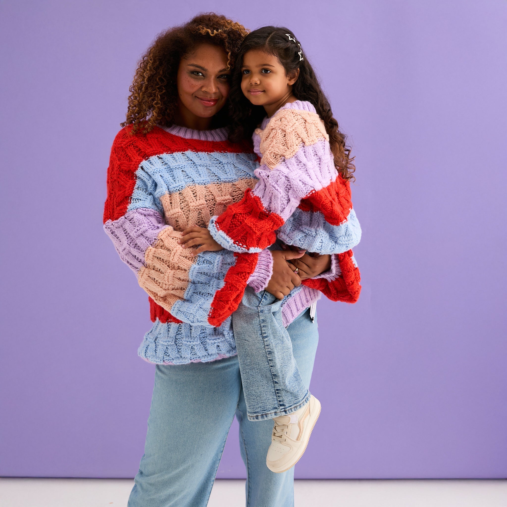 Mandy Criss-Cross Stitch Balloon Sleeve Stripe Jumper - Orange