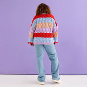 Mandy Criss-Cross Stitch Balloon Sleeve Stripe Jumper - Orange