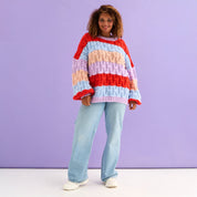Mandy Criss-Cross Stitch Balloon Sleeve Stripe Jumper - Orange
