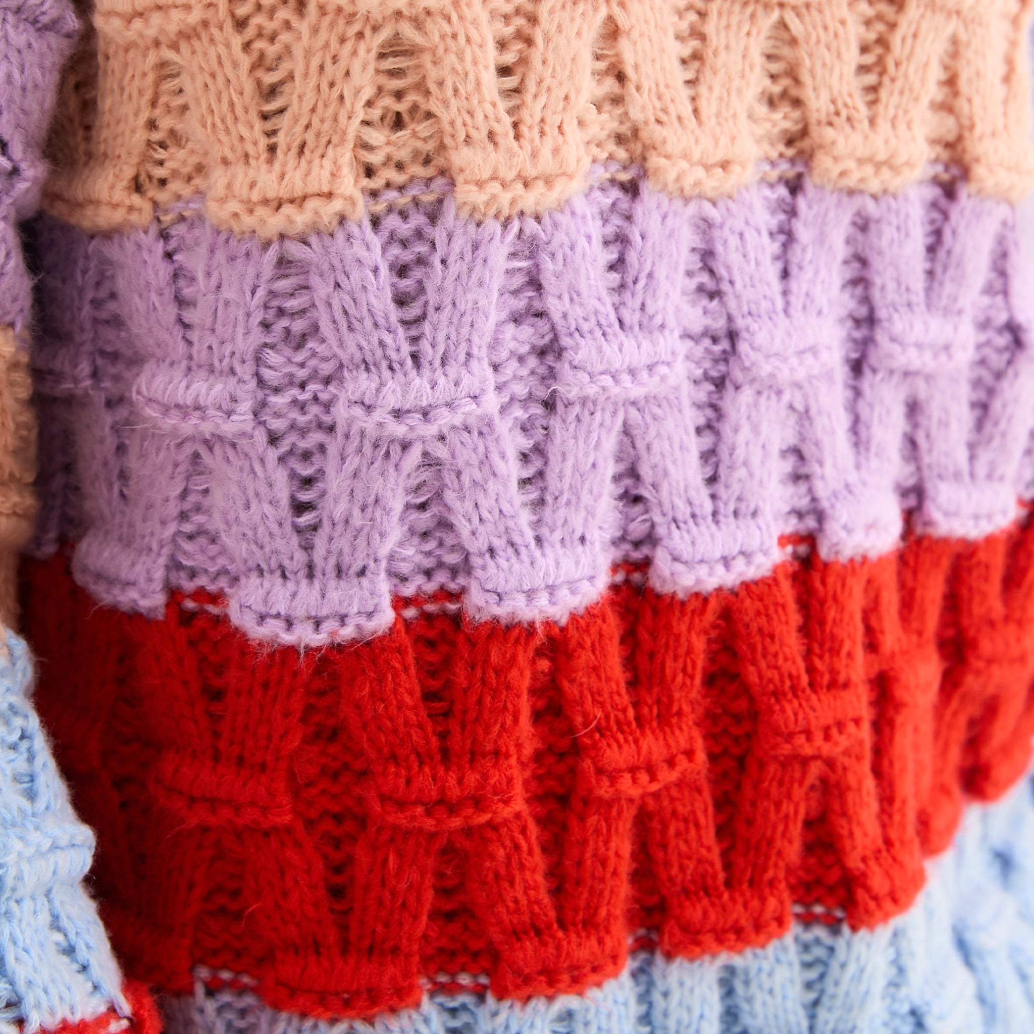 Mandy Criss-Cross Stitch Balloon Sleeve Stripe Jumper - Orange