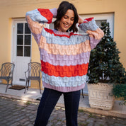 Mandy Criss-Cross Stitch Balloon Sleeve Stripe Jumper - Orange