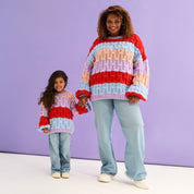 Mandy Criss-Cross Stitch Balloon Sleeve Stripe Jumper - Orange
