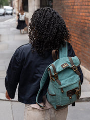 Marine Blue Waxed Cotton Mini Bali Backpack