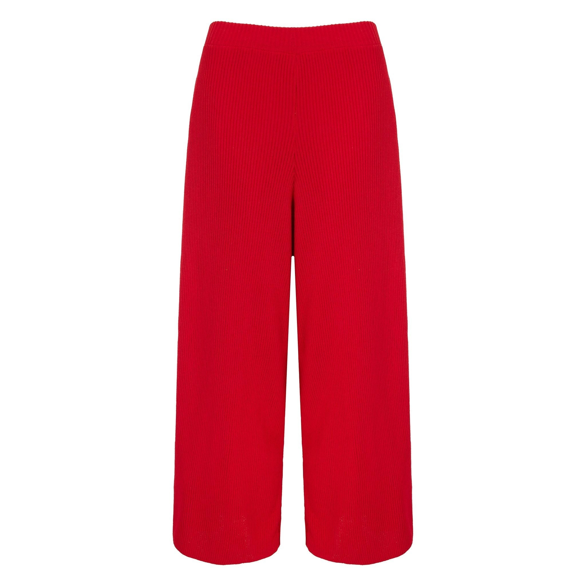 Martha Wide Leg Knitted Trousers Co-Ord - Red