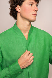 Green - Coral Linen Shirt