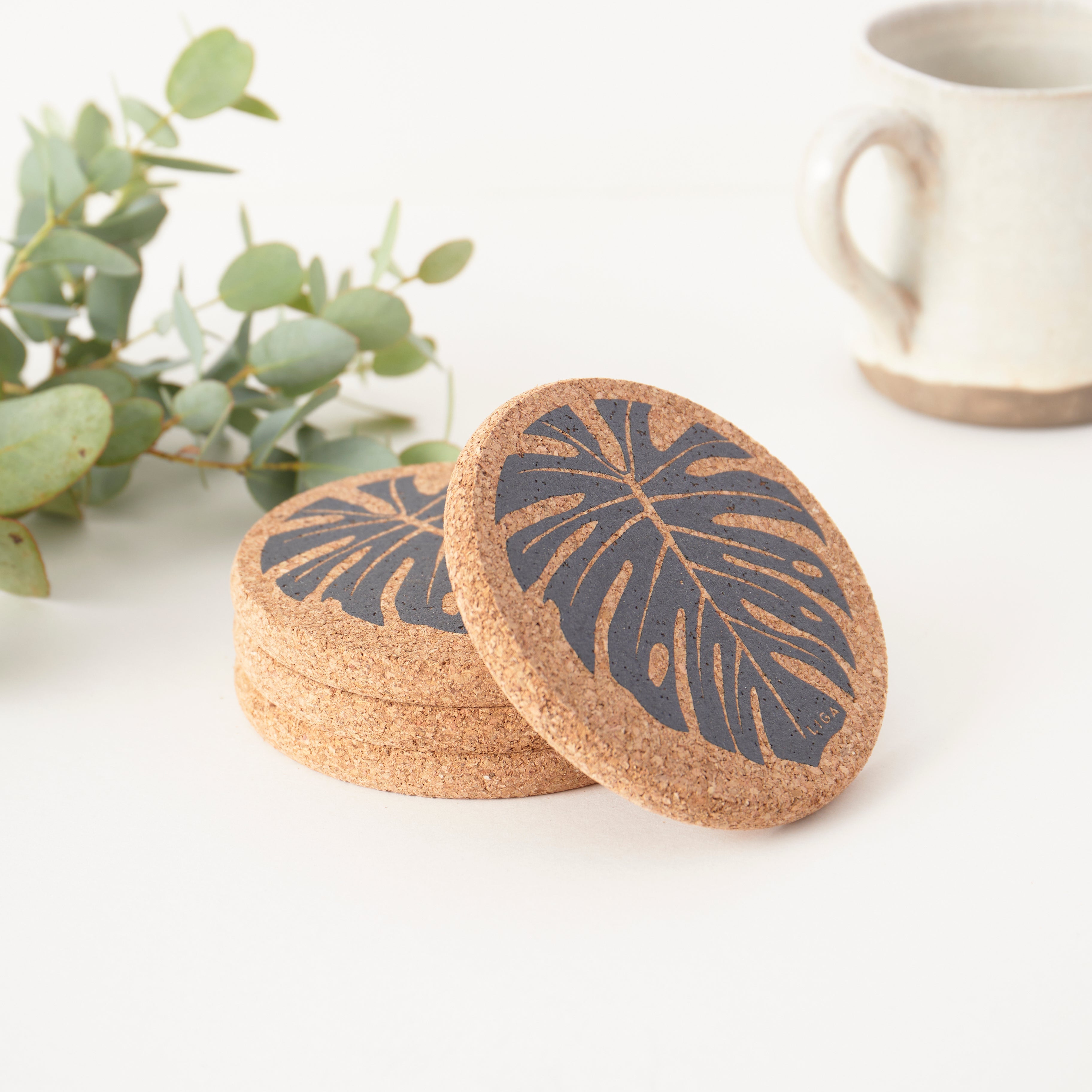 Cork Coasters | Monstera