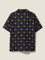 Navy Zapata Printed Cuban Collar Shirt