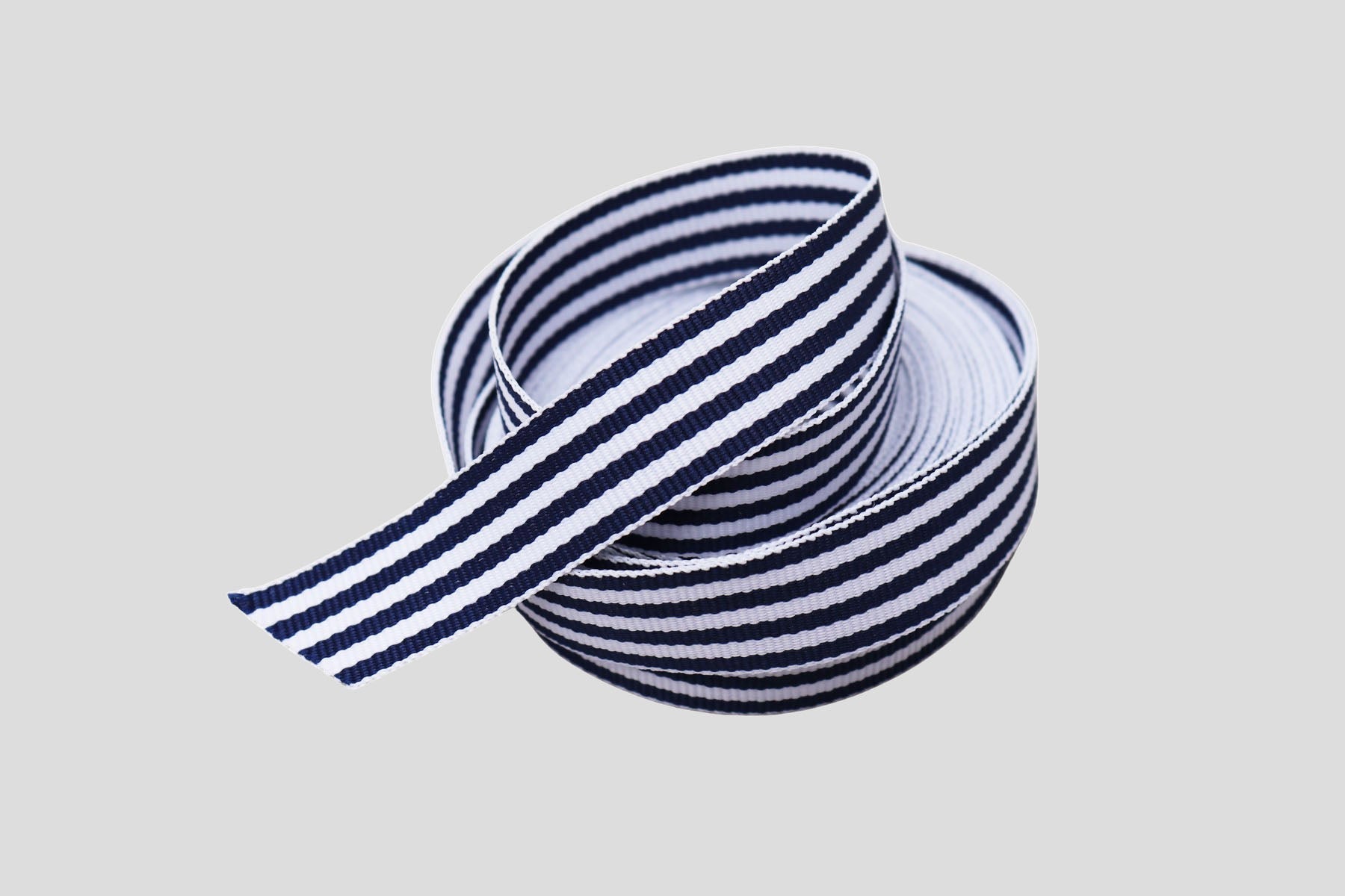 GROSGRAIN RIBBON - NAVY & WHITE STRIPE