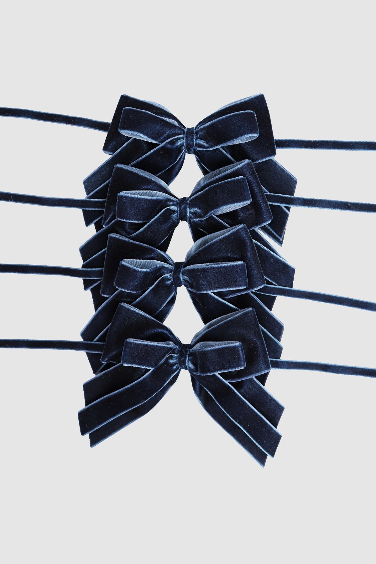 FRENCH NAVY BLUE DOUBLE VELVET BOWS (FOUR)