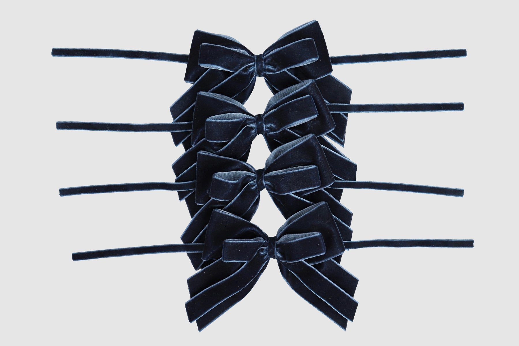 FRENCH NAVY BLUE DOUBLE VELVET BOWS (FOUR)