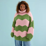 Nelly Chevron Roll Neck Knitted Jumper Dress - Pink