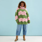 Nelly Chevron Roll Neck Knitted Jumper Dress - Pink