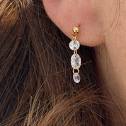 Rising Star Oval and Round Diamond Dot Studs