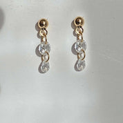 Rising Star Pear and Round Diamond Dot Studs