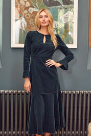 Paloma Round Neck Long Sleeve Dress | Bottle Green