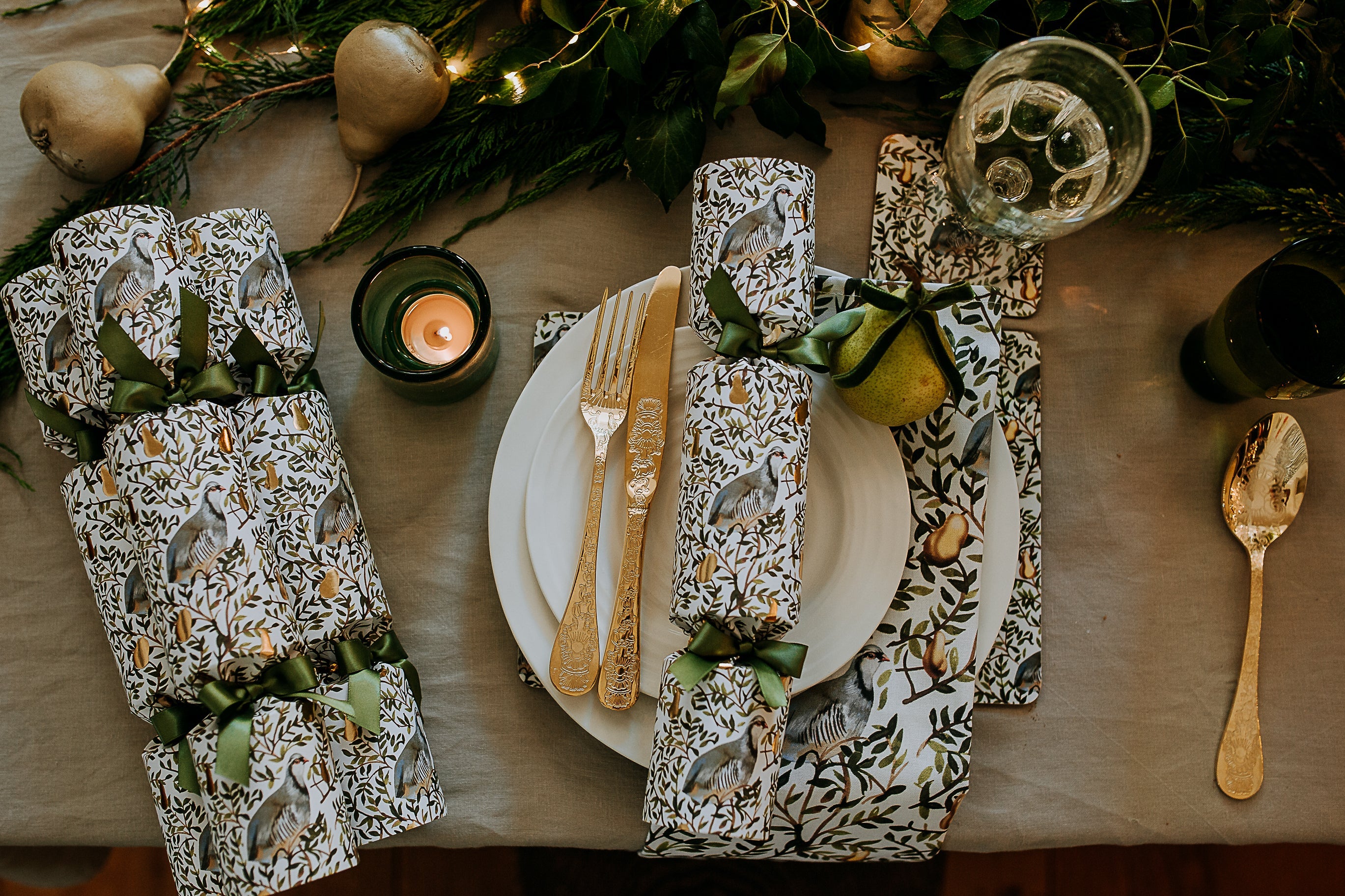 SET of TWO PARTRIDGE COTTON NAPKINS