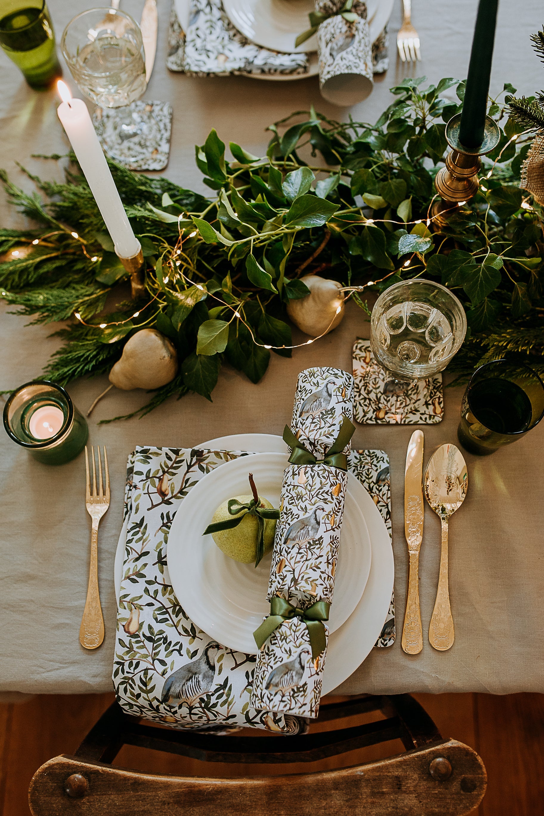 SET of TWO PARTRIDGE COTTON NAPKINS