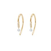 Rising Star Pave Diamond Hook Earrings with Tiny drop