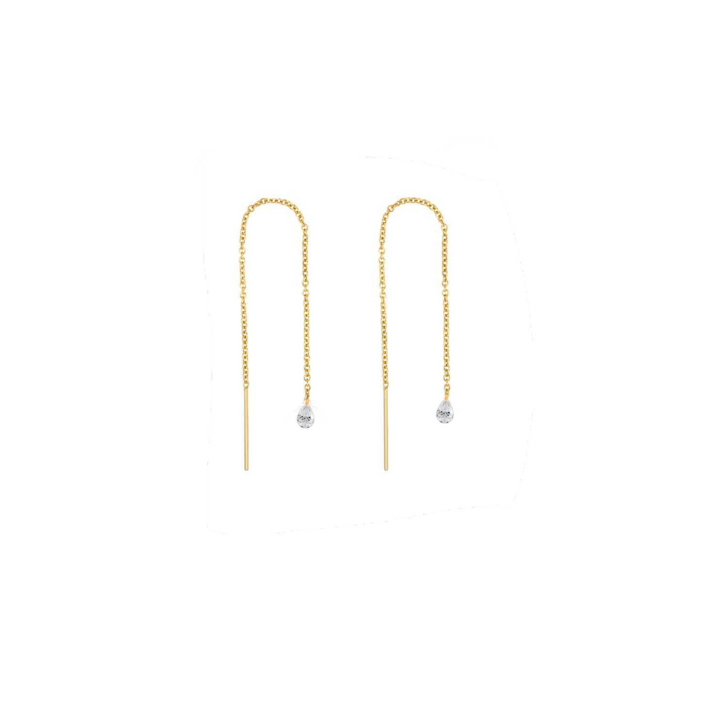 Rising Star Pear Diamond Threader Earrings