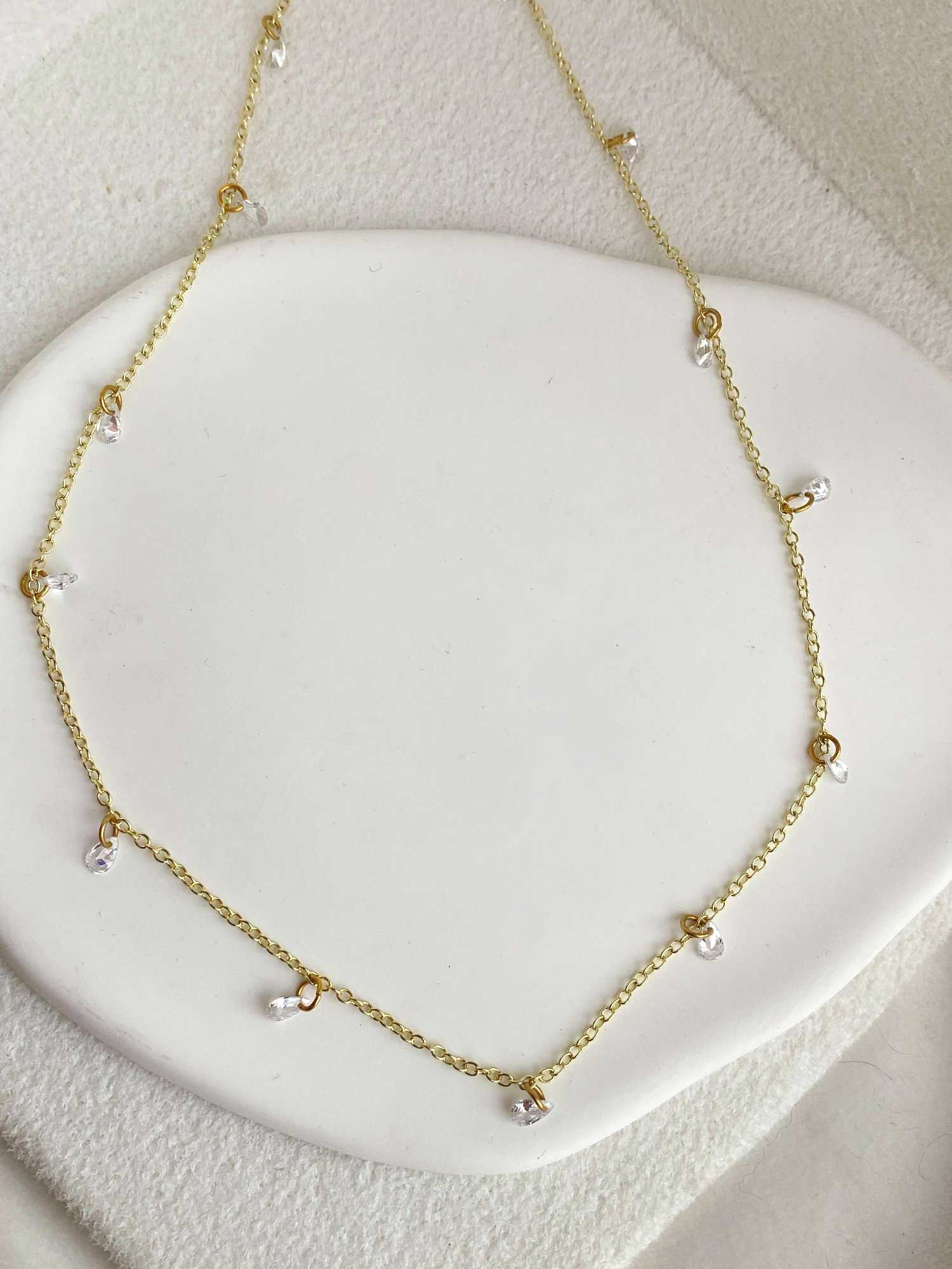 Rising Star Pear Diamond Station Necklace