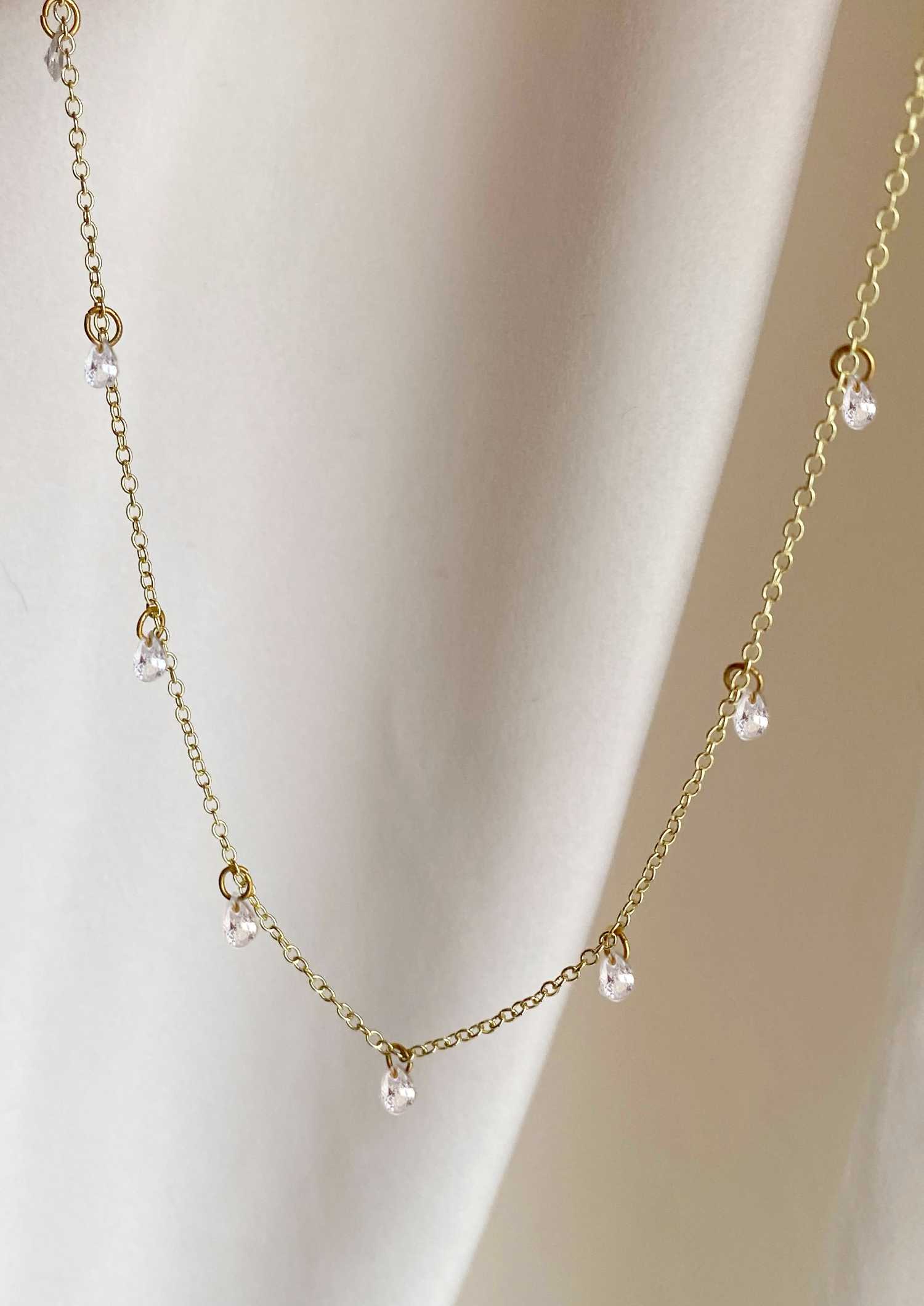 Rising Star Pear Diamond Station Necklace