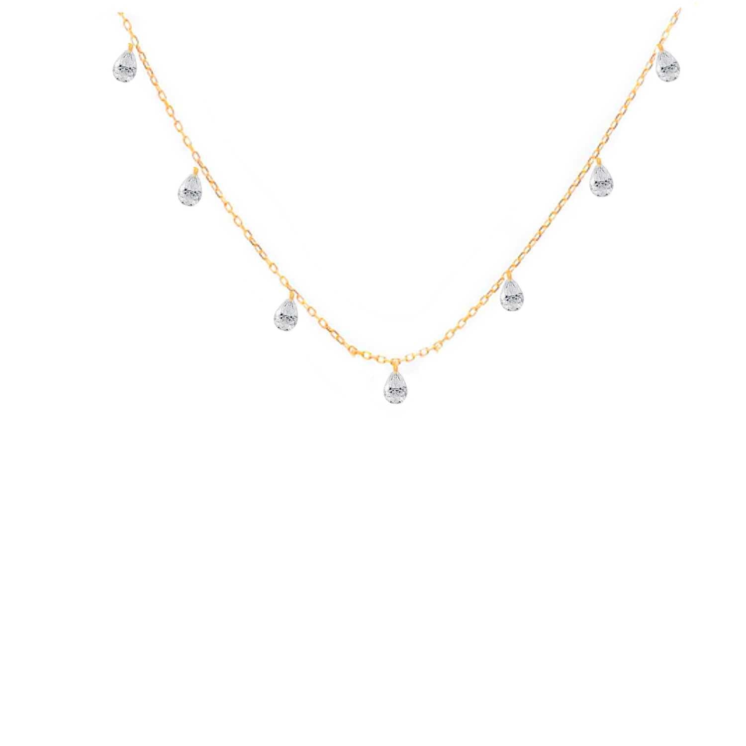 Rising Star Pear Diamond Station Necklace