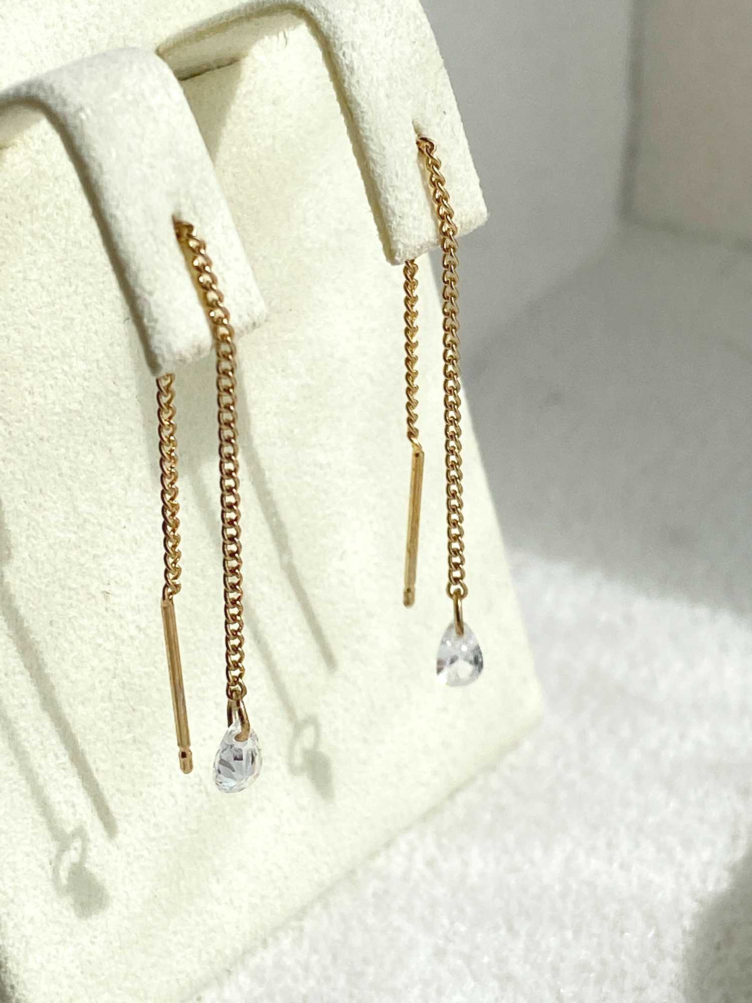 Rising Star Pear Diamond Threader Earrings