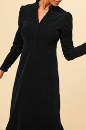 Percy Midi Stretch Corduroy Dress | Black