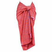 Anni Sarong with Tassels in Pink and Orange Wavy Stripe
