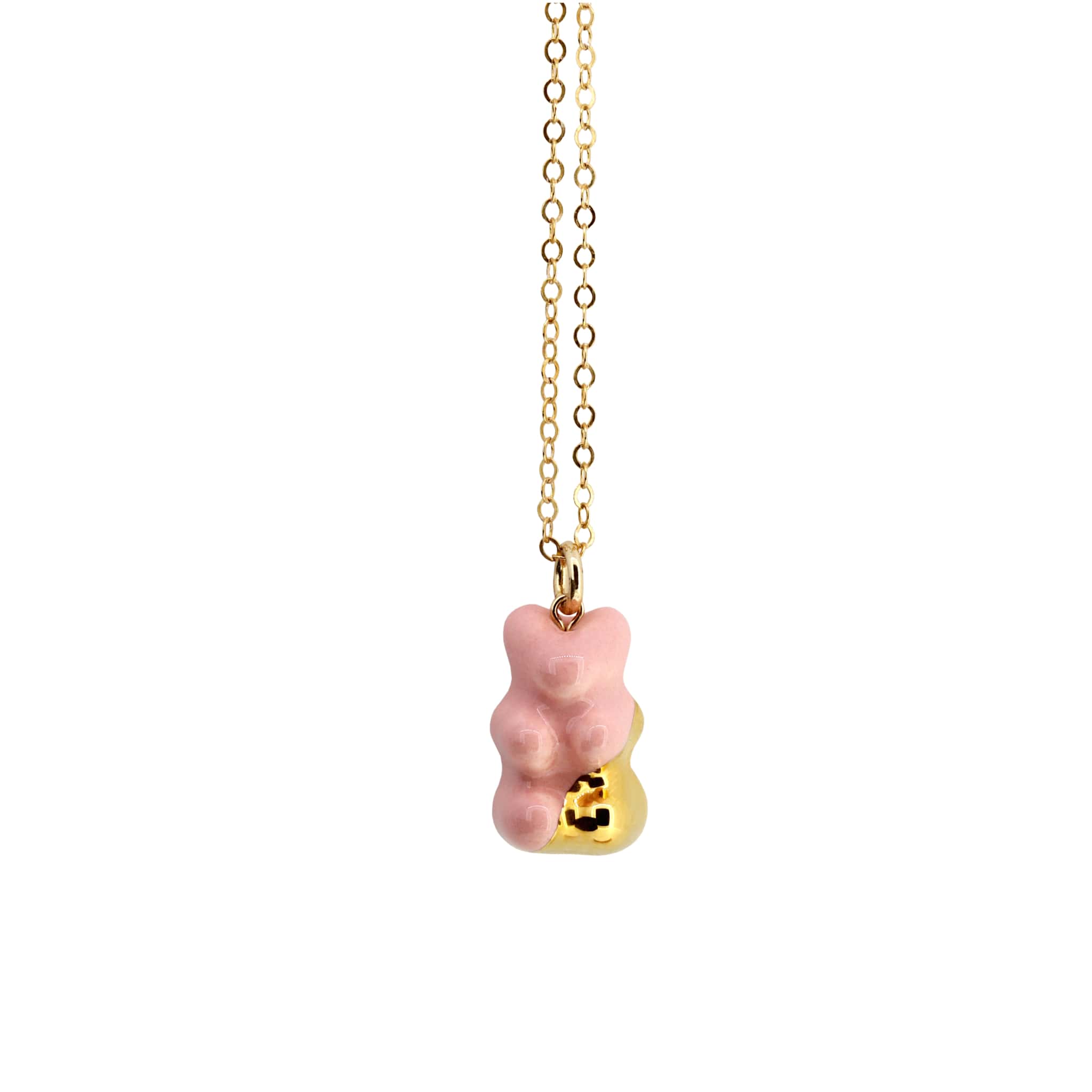 Pink Gummy Bear Necklace With Gold