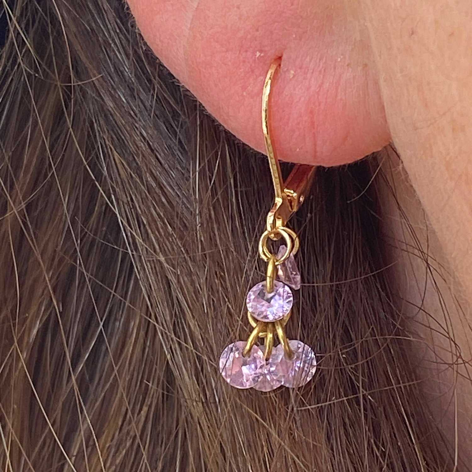 Rising Star Pink Sapphire Cluster Hoops