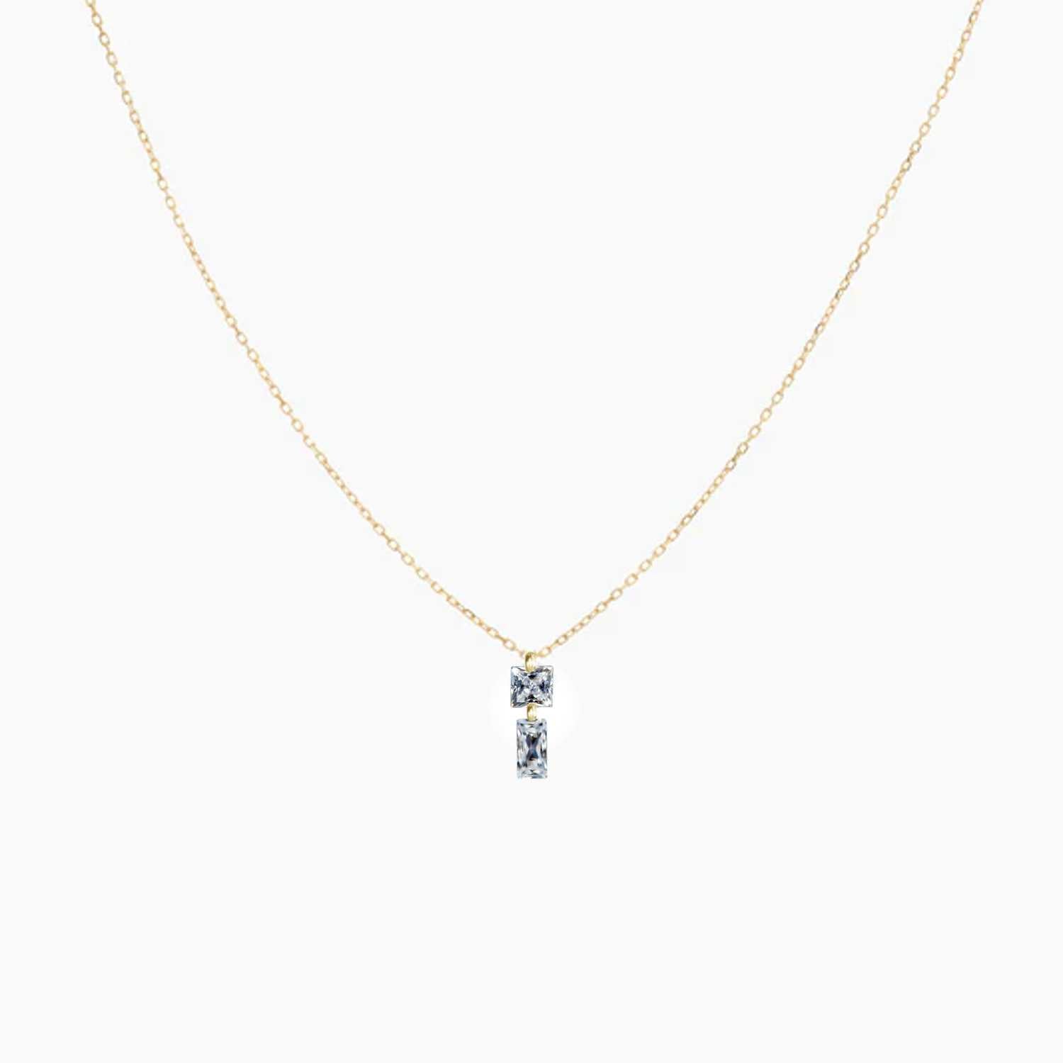 Rising Star Princess and Baguette Diamond Necklace