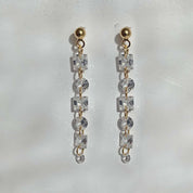 Rising Star Princess and Round Diamond Long Drop Tennis Earrings