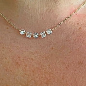 Rising Star Princess and Round Diamond Tennis Necklace