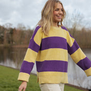 Rhiannon Recycled Cotton Mix Stripe Jumper - Purple and Yellow