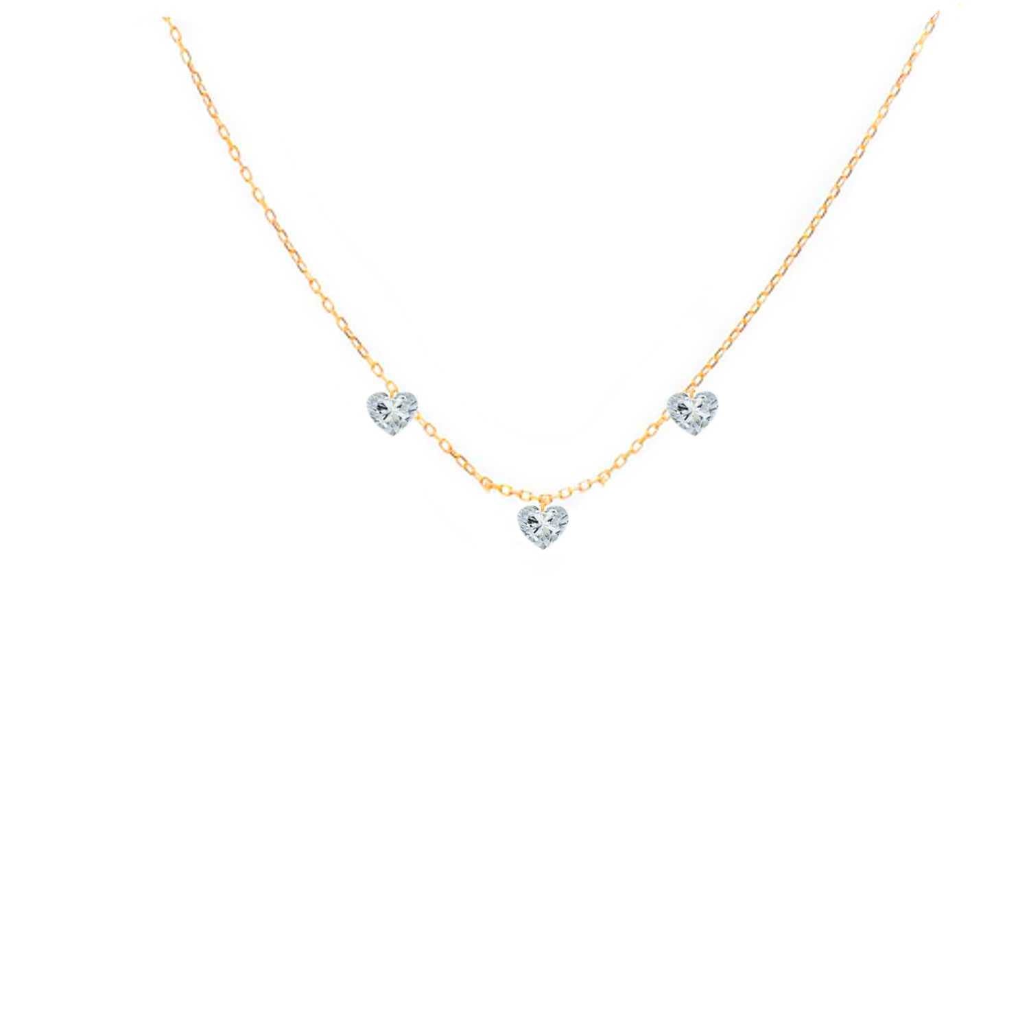 Rising Star Heart Diamond 3 Dangle Necklace