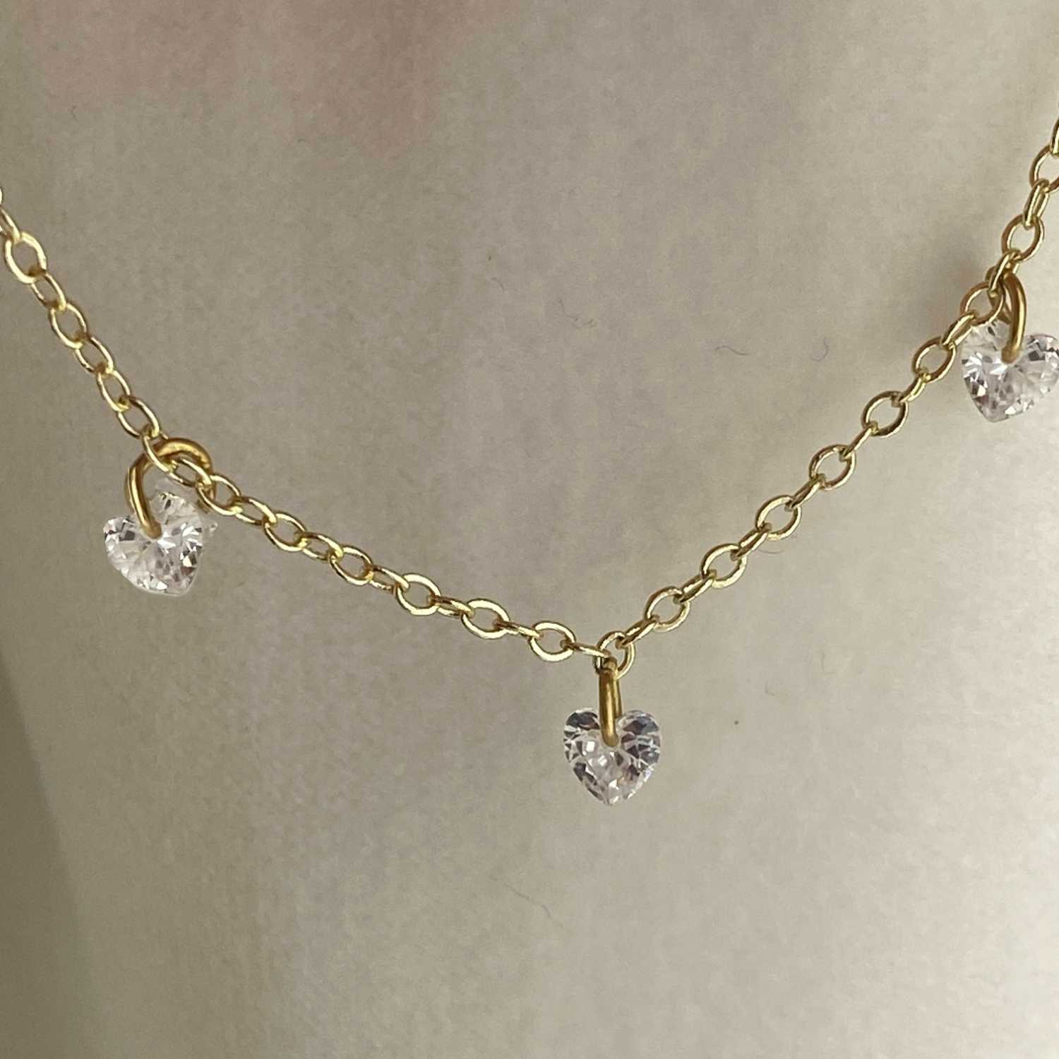 Rising Star Heart Diamond 3 Dangle Necklace