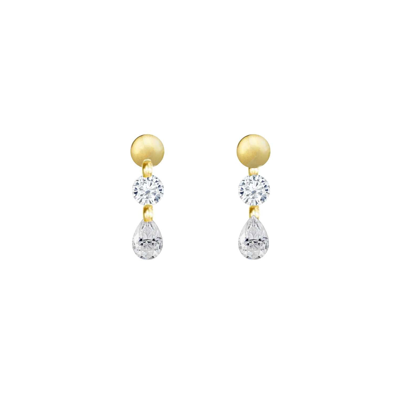 Rising Star Pear and Round Diamond Dot Studs