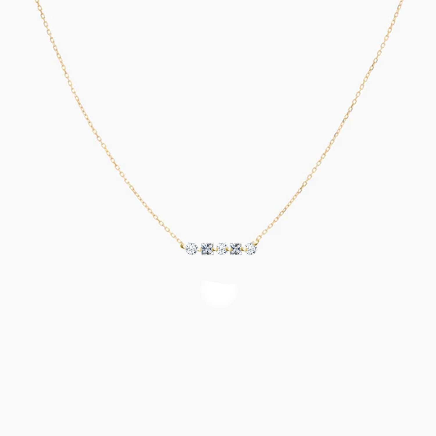 Rising Star Princess and Round Diamond Tennis Necklace