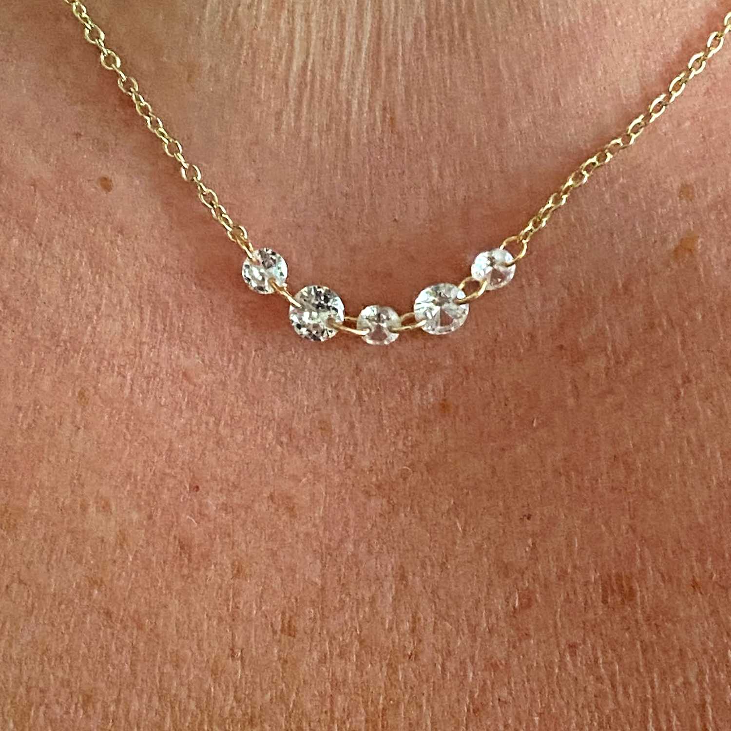 Rising Star Diamond Tennis Necklace (Large and Small Diamonds)